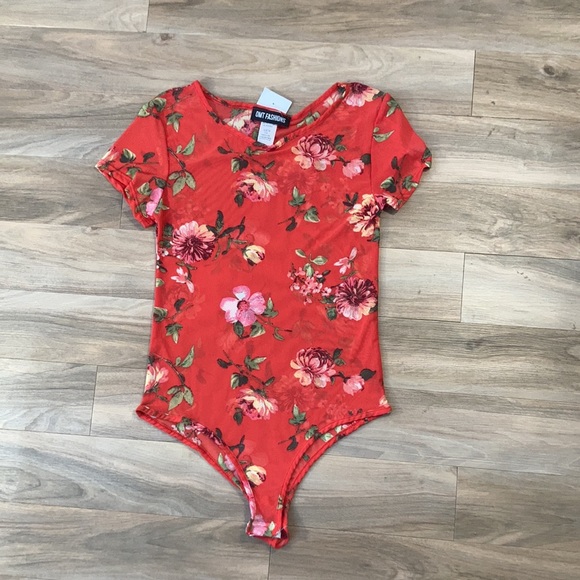 NWT sheer floral print bodysuit juniors size M - Picture 5 of 16